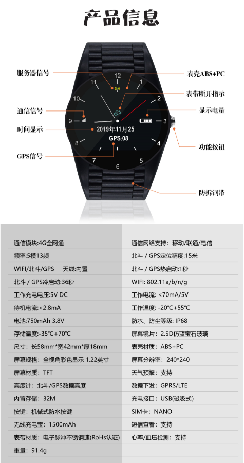 4G防拆电子手环